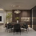 Modern Living Dining Room Interior With Sofa Marble Coffee Table Decorative Painting And Bookshelf