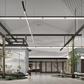 Book Art Space Interior Design With Modern Lighting And Greenery