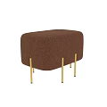Soft Brown Velvet Sofa Stool With Golden Metal Legs Modern Design