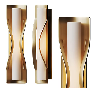 Elegant Modern Brass Wall Sconces With White Shade And Curved Design 3d model