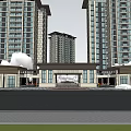 Modern Urban Residential Complex Featuring High Rise Towers Green Spaces and Roads