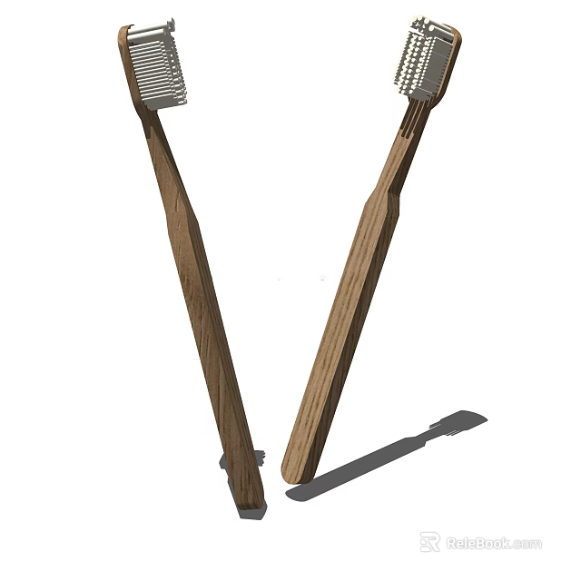 Natural Wooden Toothbrushes For Daily Hygiene And Cleaning Needs 3d model 