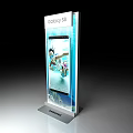Modern Samsung Galaxy S24 Display Shelf With Digital Screen And Silver Frame