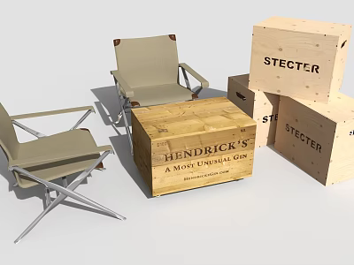 Modern Outdoor Table and Chair High-grade Camping Table and Chair Wooden Box 3d model