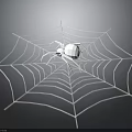White Spider Resting On Intricate Spider Web Isolated On Dark Background 3d model