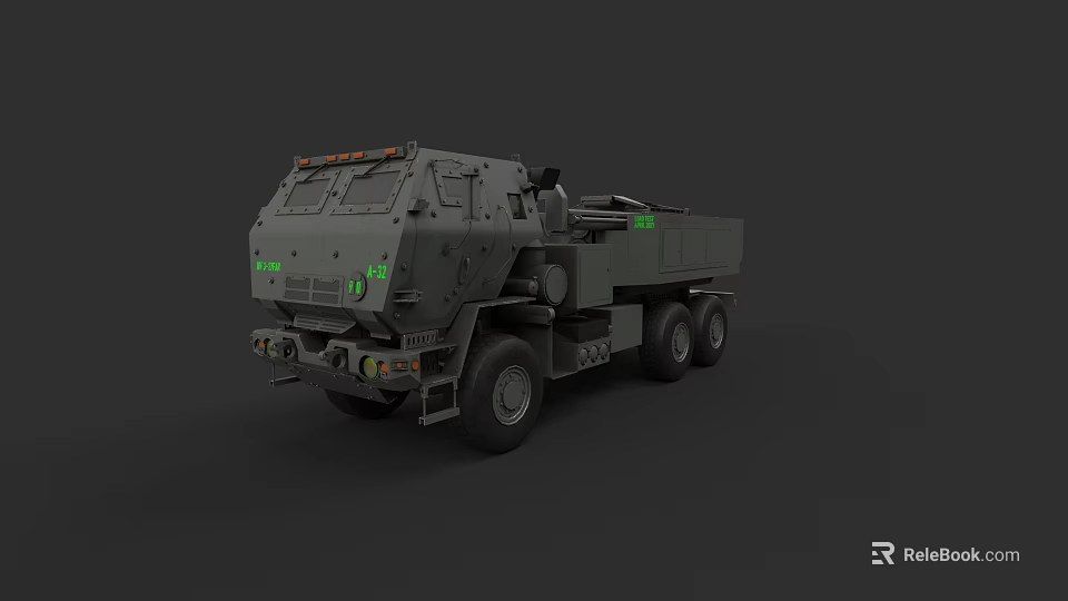 Military Weapon Transport Vehicle Armored Truck With Green Markings 3d model 