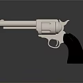 Silver Metal Revolver With Black Grip And Shiny Finish On Dark Background