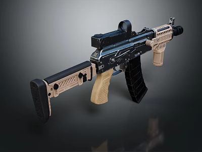 Tactical Assault Rifle Black And Tan Color With Scope Magazine And Ergonomic Grip Design 3d model