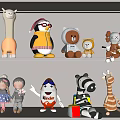 Modern Toy Children's Plush Toy Zebra Cub Bear Penguin Fawn Alpaca Doll 3d model