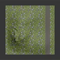Green Square Surface With Grass Pattern White Flowers And Gray Stripe