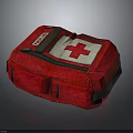 Red First Aid Kit With White Cross Design For Emergency Medical Portable Compact Travel Use