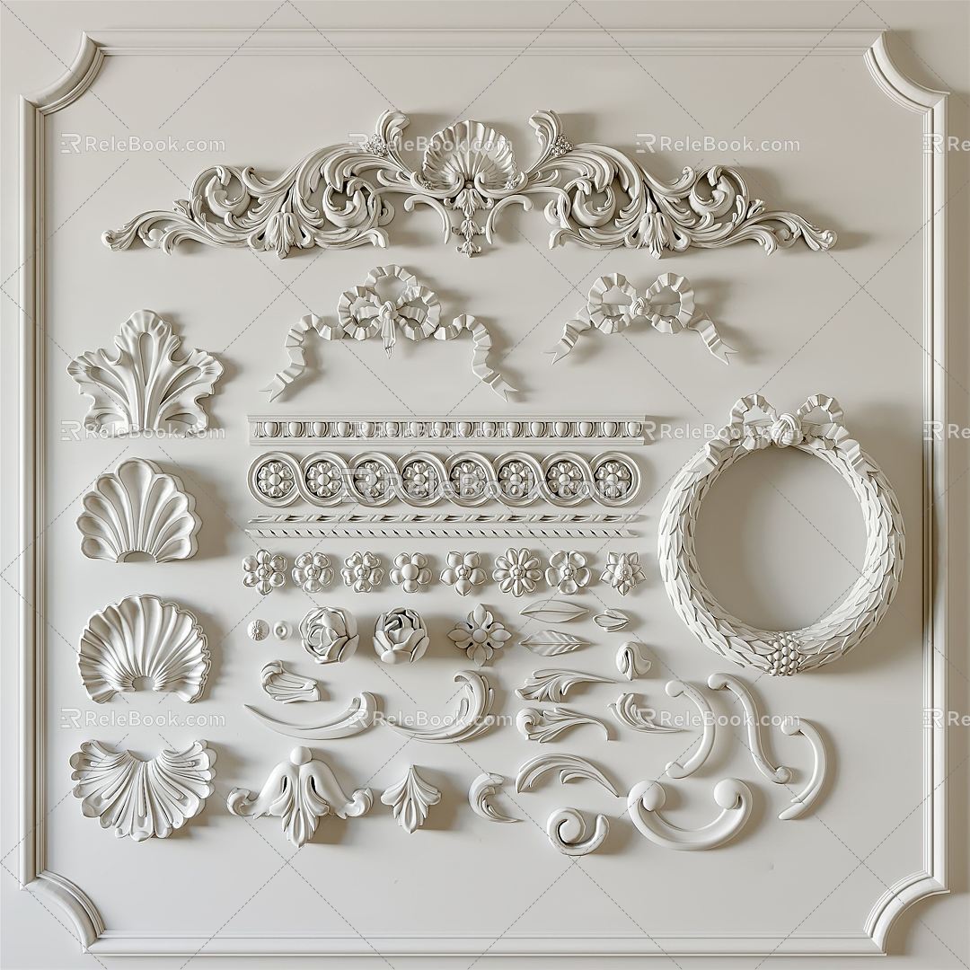 European-style Carved Carved Combination 3d model