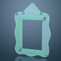 Transparent Acrylic Picture Frame With Green Neon Edges And Wavy Design For Modern Home Decor