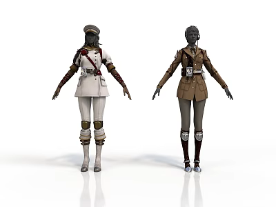 Sci-fi Style Female Soldier Female Soldier Role Military Uniform Soldier Tactical Equipment Communication Headset Military Boots Knee Belt Military Cap Uniform Combat Uniform 3d model