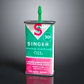 SINGER Sewing Machine Oil in Green and Pink Metal Can for Home Use