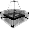 Modern Chandelier Design With Geometric Frame Intersecting Beams And Transparent Lines