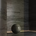 Decorative Component With Color Swatches And White Sphere On Textured Marble Wall
