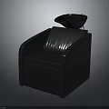 Black Leather Barber Chair With Armrests And Shampoo Basin On Top