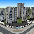 Modern High Rise Residential Towers With Commercial Podium And Glass Curtain Facade