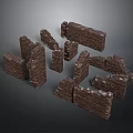 Red Brick Wall Scene Components With Various Shapes And Textured Surfaces