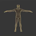 Black Panther 3D Character Model Standing With Arms Outstretched In Dark Suit