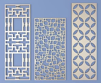 Chinese-style openwork window pane lattice openwork carved flower 3d model
