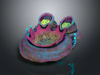 Vibrant Marine Sea Anemone With Pink Purple Yellow Cup Shaped Body And Blue Spots 3d model