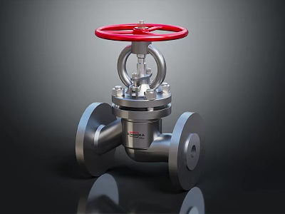 Industrial Stainless Steel Flange Valve With Red Handwheel And Heavy Duty Design 3d model