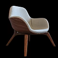 Modern Leisure Chair With Light Gray Fabric Seat And Wooden Frame Design