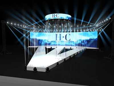 IFC HC Fashion Runway Stage Design With Spotlights And Backdrop Screen 3d model