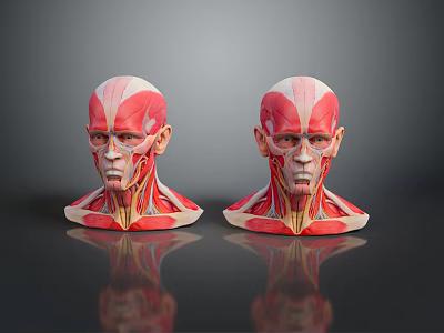 Medical Device Head Muscle Anatomical Models Showing Detailed Neck and Facial Muscle Structures 3d model