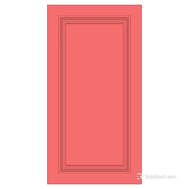 Red Wooden Door Featuring Classic Panel Design And Smooth Surface 3d model 
