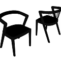 Modern Black Dining Chairs With Leather Seats Wooden Frames Curved Armrests And Woven Backrests