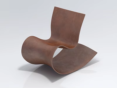 Modern Brown Single Chair With Curved Wave Design And Sleek Contemporary Style 3d model