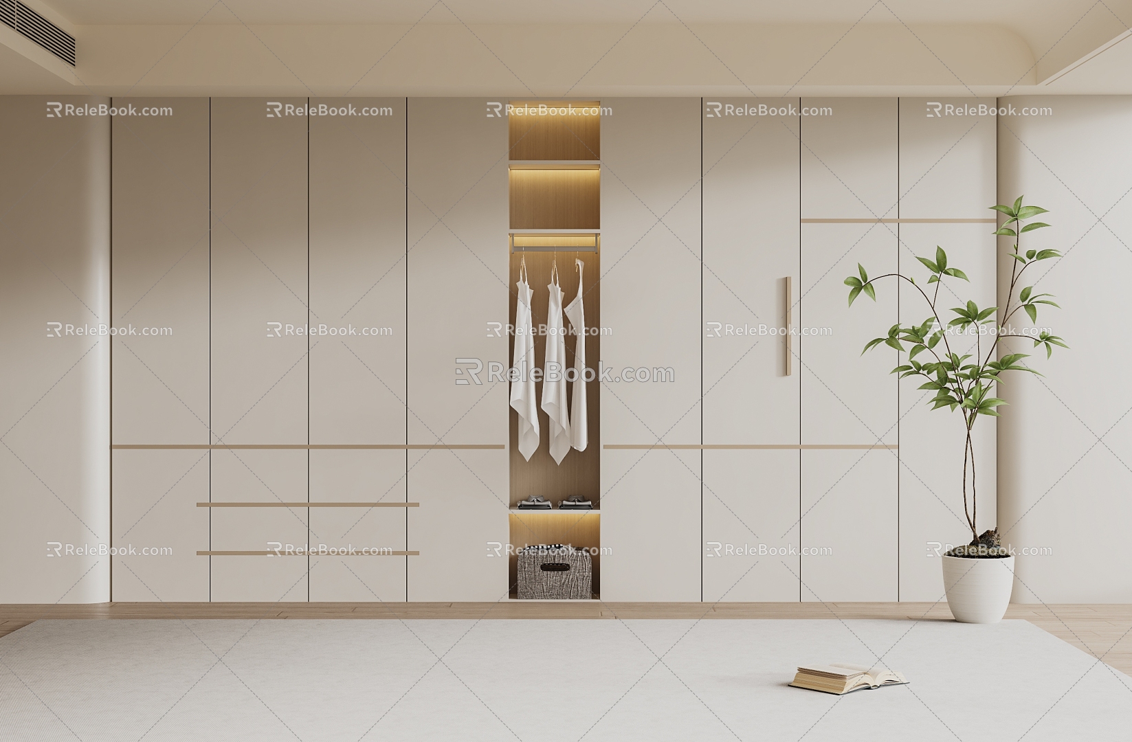 Modern Cream Style Wardrobe Bedroom Wardrobe Children's Room Wardrobe Finished Wardrobe 3d model