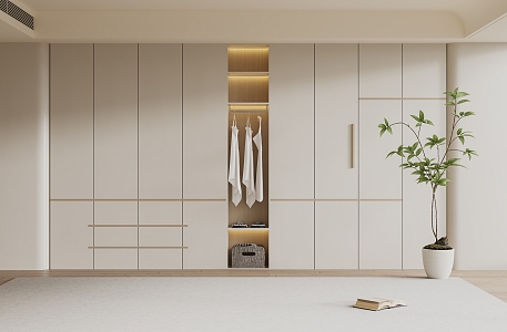 Modern Cream Style Wardrobe Bedroom Wardrobe Children's Room Wardrobe Finished Wardrobe 3d model