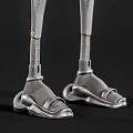 Game and Movie Character Robot with Silver Metallic Wearing Black Hoodie Shorts Front Back Views