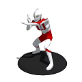 Ultraman Action Figure In White And Red Suit With Battle Stance On Black Display Base