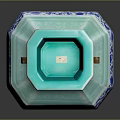 Furniture Decorative Vase With Blue White Patterns And Gold Handles