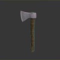 Classic Axe Weapon Design With Metal Head And Polished Wooden Handle