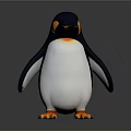 Cute 3D Penguin With Black And White Feathers Orange Beak And Feet