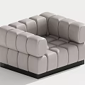 Light Gray Velvet Single Sofa With Tufted Square Design And Black Base 3d model