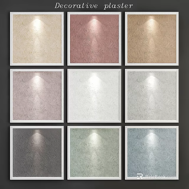 Various Colored Textured Decorative Panels Arranged in Grid for Interior Design 3d model 
