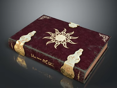 Elegant Hardcover Book With Red Cover Gold Sun Pattern And Decorative Details 3d model