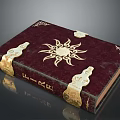 Elegant Hardcover Book With Red Cover Gold Sun Pattern And Decorative Details
