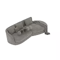Modern Comfortable Curved Sectional Fabric Sofa With Stylish Pillows And Striped Blanket For Living Room