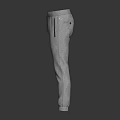 Gray Casual Joggers With Drawstring Side Pockets And Elastic Cuffs 3d model