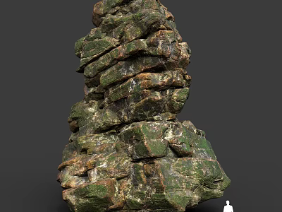Stacked Natural Stone Structure With Green Brown Rough Layered Surface Texture 3d model
