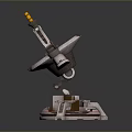 3D Mechanical Device Model With Circular Yellow Disc And Gray Base Mechanical Components