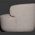 Modern Light Pink Curved Armchair With Rounded Design And Fabric Upholstery